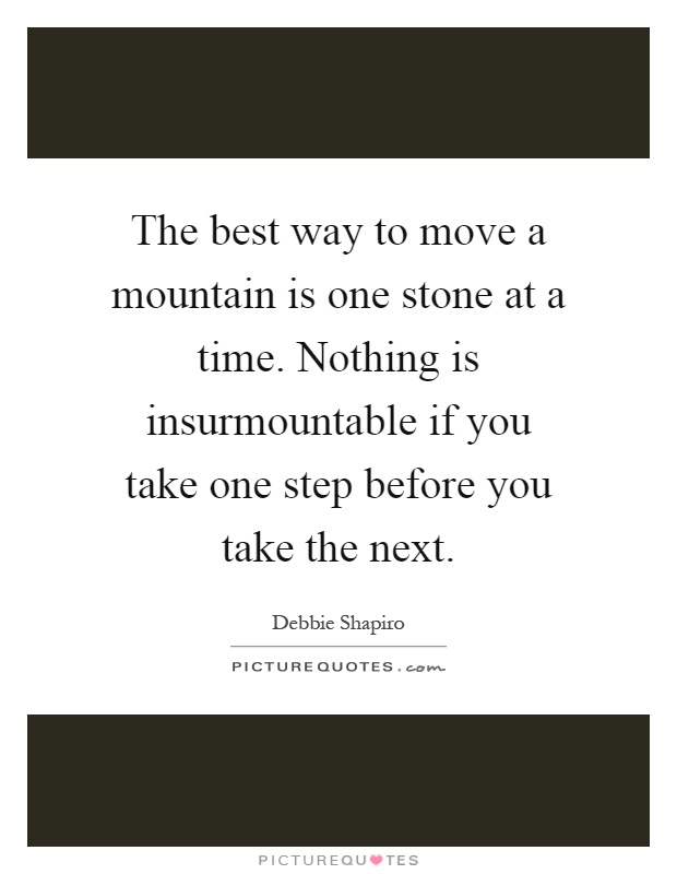 The best way to move a mountain is one stone at a time. Nothing is insurmountable if you take one step before you take the next Picture Quote #1