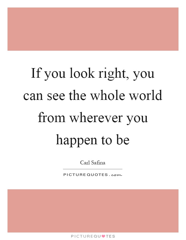 If you look right, you can see the whole world from wherever you happen to be Picture Quote #1