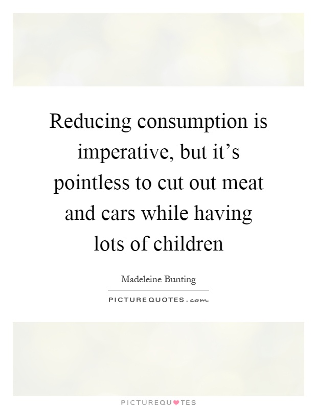Reducing consumption is imperative, but it's pointless to cut out meat and cars while having lots of children Picture Quote #1