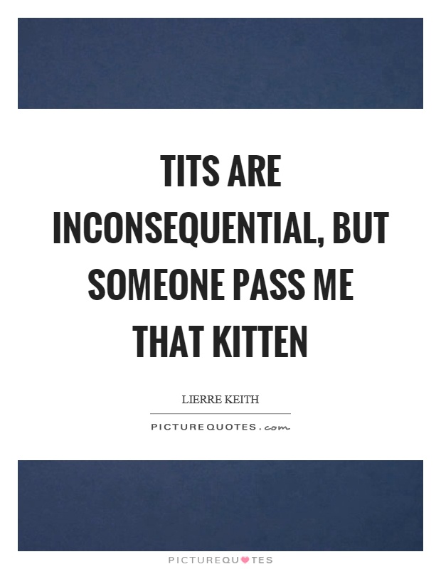 Tits are inconsequential, but someone pass me that kitten Picture Quote #1