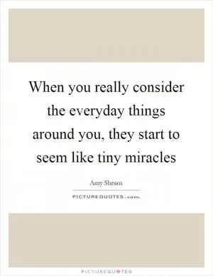 When you really consider the everyday things around you, they start to seem like tiny miracles Picture Quote #1