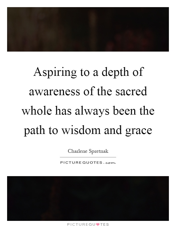 Aspiring to a depth of awareness of the sacred whole has always been the path to wisdom and grace Picture Quote #1
