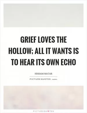 Grief loves the hollow; all it wants is to hear its own echo Picture Quote #1
