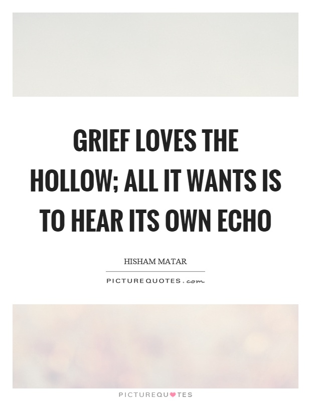 Grief loves the hollow; all it wants is to hear its own echo Picture Quote #1