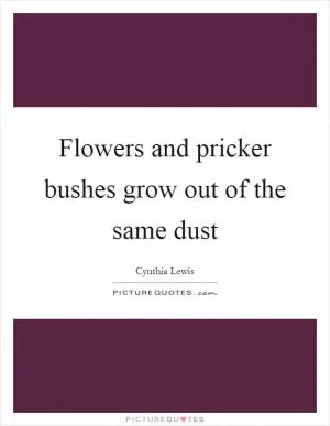 Flowers and pricker bushes grow out of the same dust Picture Quote #1