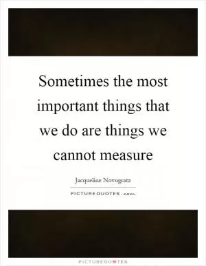 Sometimes the most important things that we do are things we cannot measure Picture Quote #1