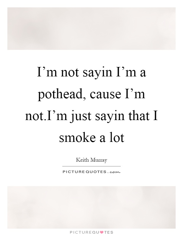 I'm not sayin I'm a pothead, cause I'm not.I'm just sayin that I smoke a lot Picture Quote #1