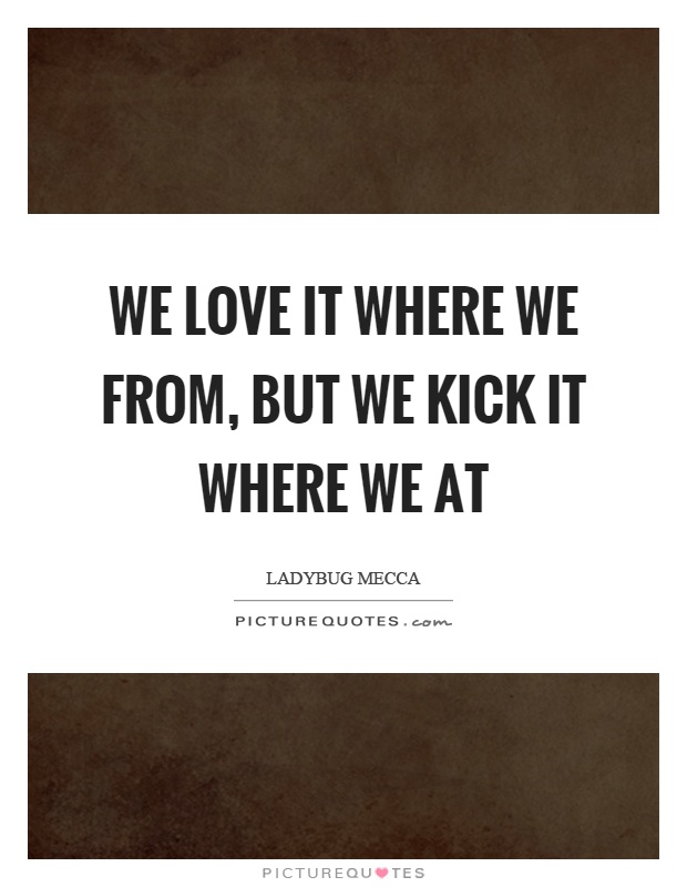 We love it where we from, but we kick it where we at Picture Quote #1