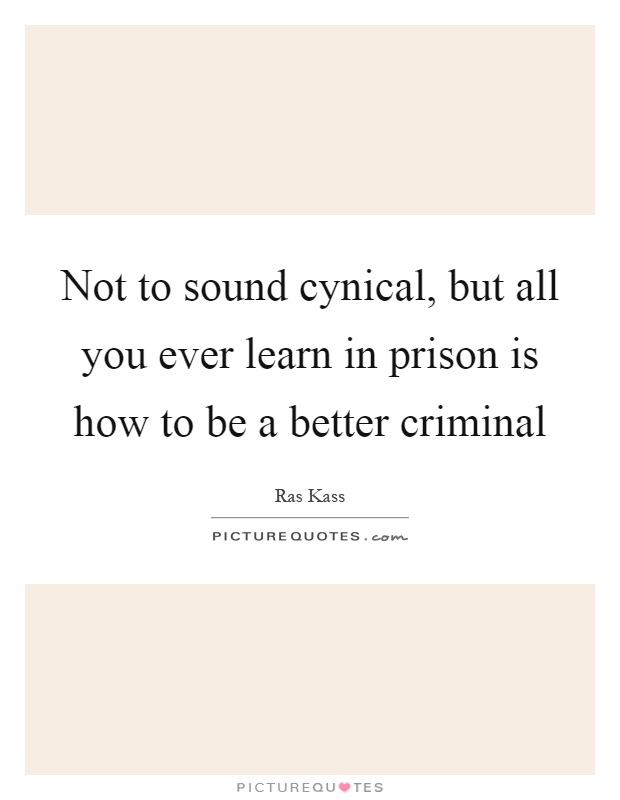 Not to sound cynical, but all you ever learn in prison is how to be a better criminal Picture Quote #1