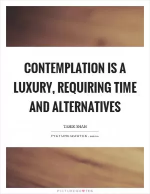 Contemplation is a luxury, requiring time and alternatives Picture Quote #1