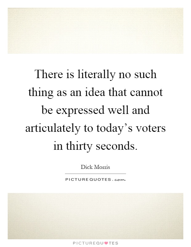 There is literally no such thing as an idea that cannot be expressed well and articulately to today's voters in thirty seconds Picture Quote #1