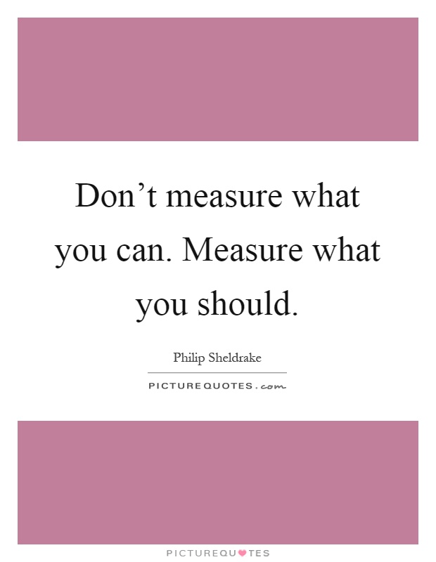 Don't measure what you can. Measure what you should Picture Quote #1