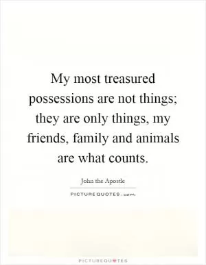 My most treasured possessions are not things; they are only things, my friends, family and animals are what counts Picture Quote #1