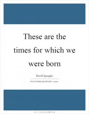 These are the times for which we were born Picture Quote #1