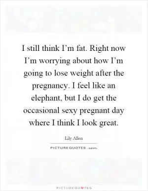 I still think I’m fat. Right now I’m worrying about how I’m going to lose weight after the pregnancy. I feel like an elephant, but I do get the occasional sexy pregnant day where I think I look great Picture Quote #1