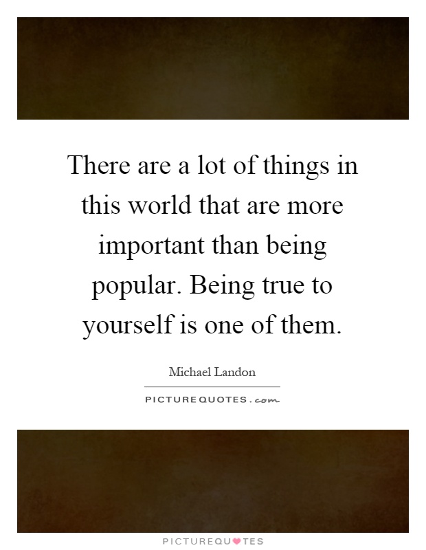 There are a lot of things in this world that are more important than being popular. Being true to yourself is one of them Picture Quote #1