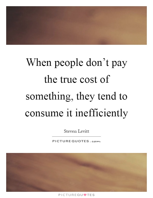 When people don't pay the true cost of something, they tend to consume it inefficiently Picture Quote #1