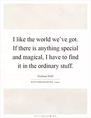 I like the world we’ve got. If there is anything special and magical, I have to find it in the ordinary stuff Picture Quote #1