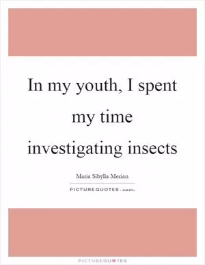 In my youth, I spent my time investigating insects Picture Quote #1