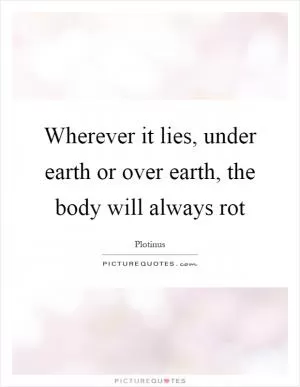 Wherever it lies, under earth or over earth, the body will always rot Picture Quote #1