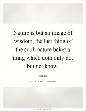 Nature is but an image of wisdom, the last thing of the soul; nature being a thing which doth only do, but not know Picture Quote #1