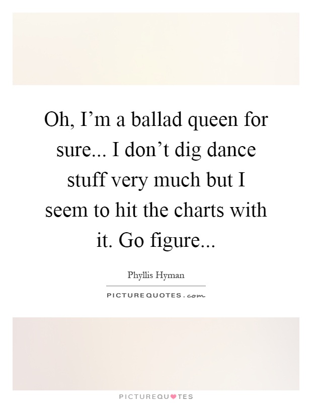 Oh, I'm a ballad queen for sure... I don't dig dance stuff very much but I seem to hit the charts with it. Go figure Picture Quote #1