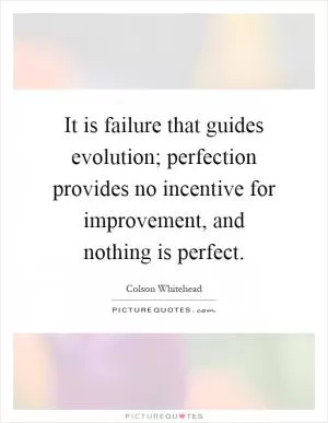 It is failure that guides evolution; perfection provides no incentive for improvement, and nothing is perfect Picture Quote #1