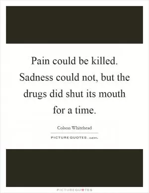 Pain could be killed. Sadness could not, but the drugs did shut its mouth for a time Picture Quote #1