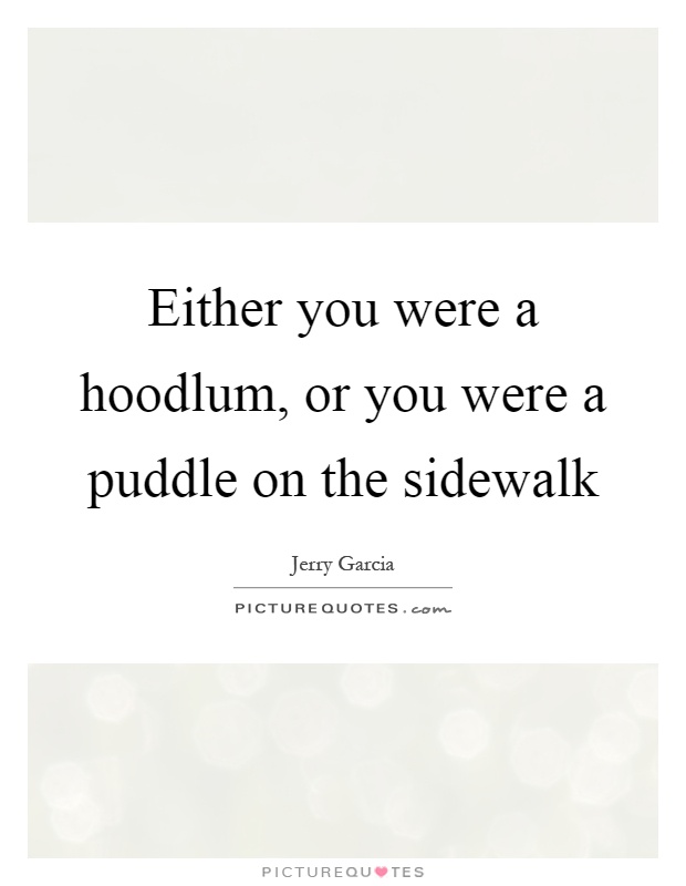 Either you were a hoodlum, or you were a puddle on the sidewalk Picture Quote #1