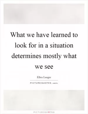 What we have learned to look for in a situation determines mostly what we see Picture Quote #1