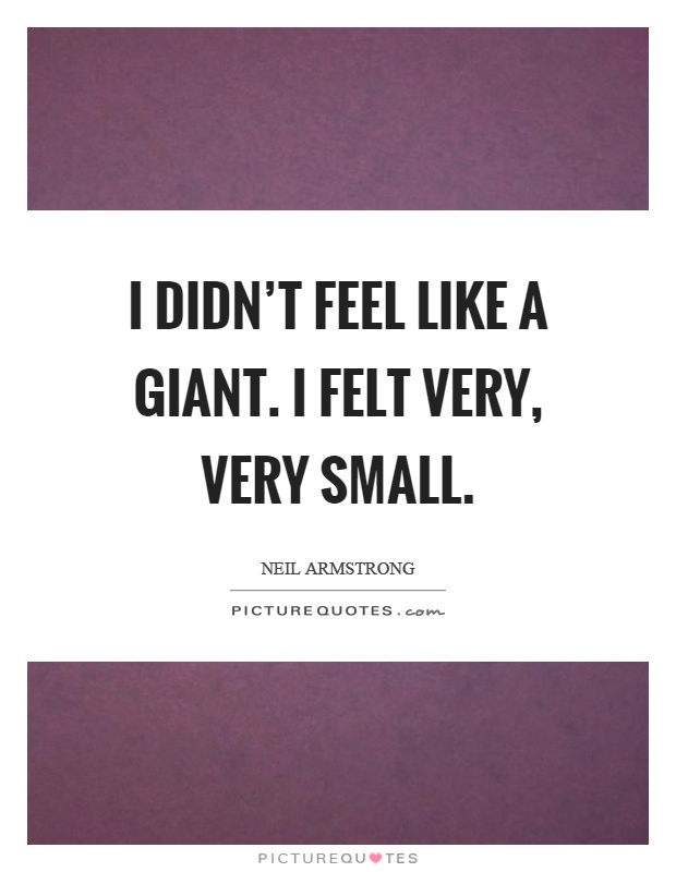 I didn't feel like a giant. I felt very, very small Picture Quote #1