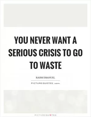 You never want a serious crisis to go to waste Picture Quote #1