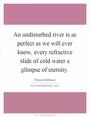 An undisturbed river is as perfect as we will ever know, every refractive slide of cold water a glimpse of eternity Picture Quote #1