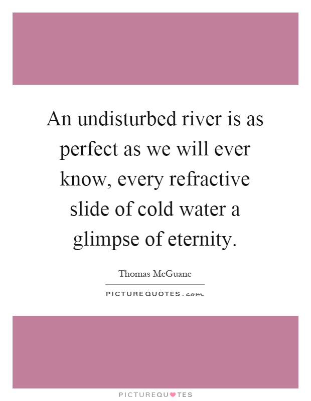 An undisturbed river is as perfect as we will ever know, every refractive slide of cold water a glimpse of eternity Picture Quote #1