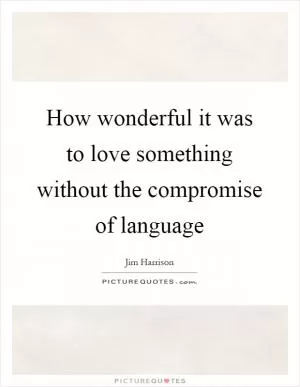 How wonderful it was to love something without the compromise of language Picture Quote #1
