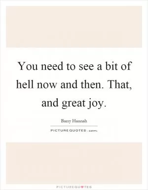 You need to see a bit of hell now and then. That, and great joy Picture Quote #1