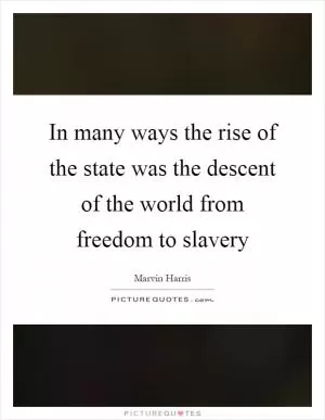 In many ways the rise of the state was the descent of the world from freedom to slavery Picture Quote #1