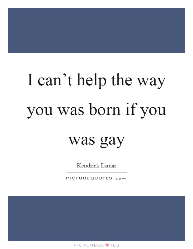 I can't help the way you was born if you was gay Picture Quote #1