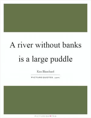 A river without banks is a large puddle Picture Quote #1