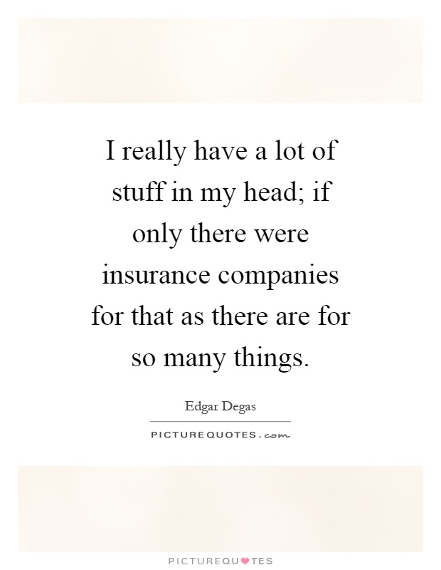 I really have a lot of stuff in my head; if only there were insurance companies for that as there are for so many things Picture Quote #1