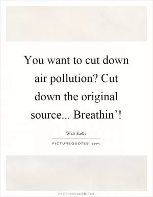 You want to cut down air pollution? Cut down the original source... Breathin’! Picture Quote #1