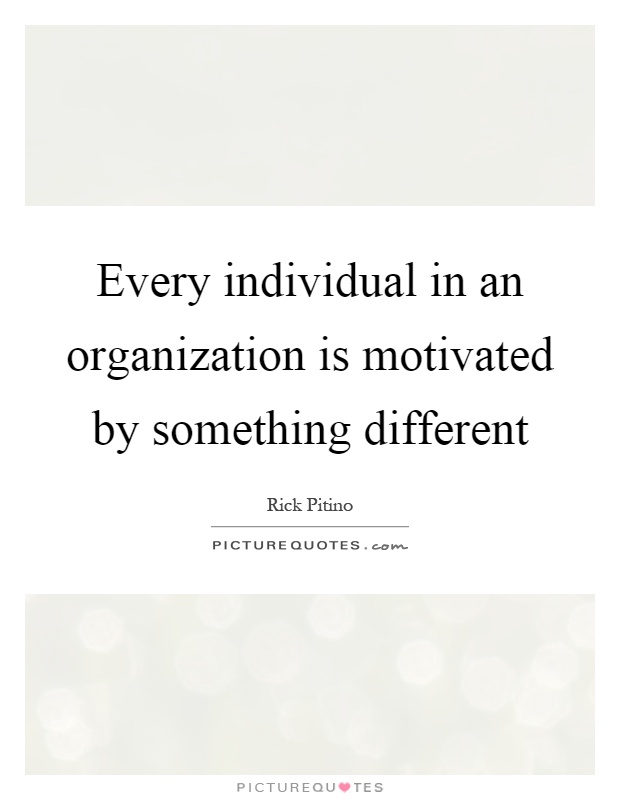 Every individual in an organization is motivated by something different Picture Quote #1