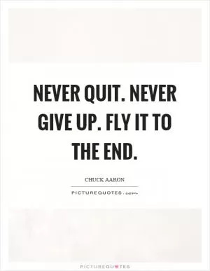Never quit. Never give up. Fly it to the end Picture Quote #1