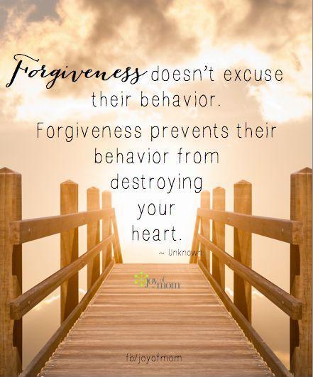 Forgiveness doesn't excuse behavior. Forgiveness prevents their behavior from destroying your heart Picture Quote #1