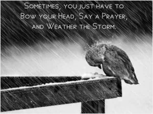 Sometimes you just have to bow your head, say a prayer, and weather the storm Picture Quote #1