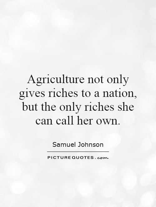 Agriculture not only gives riches to a nation, but the only riches she can call her own Picture Quote #1