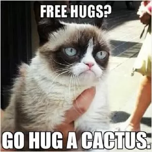 Free hugs? Go hug a cactus Picture Quote #1