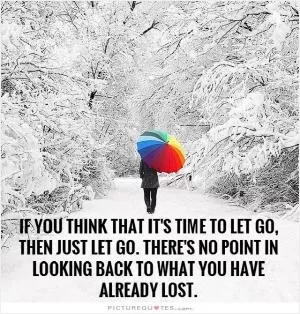 If you think that it's time to let go, then just let go. There's no point in looking back to what you have already lost Picture Quote #1