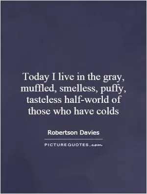 Today I live in the gray, muffled, smelless, puffy, tasteless half-world of those who have colds Picture Quote #1