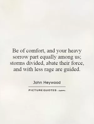 Be of comfort, and your heavy sorrow part equally among us; storms divided, abate their force, and with less rage are guided Picture Quote #1